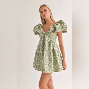 Klesis puff sleeve mini dress